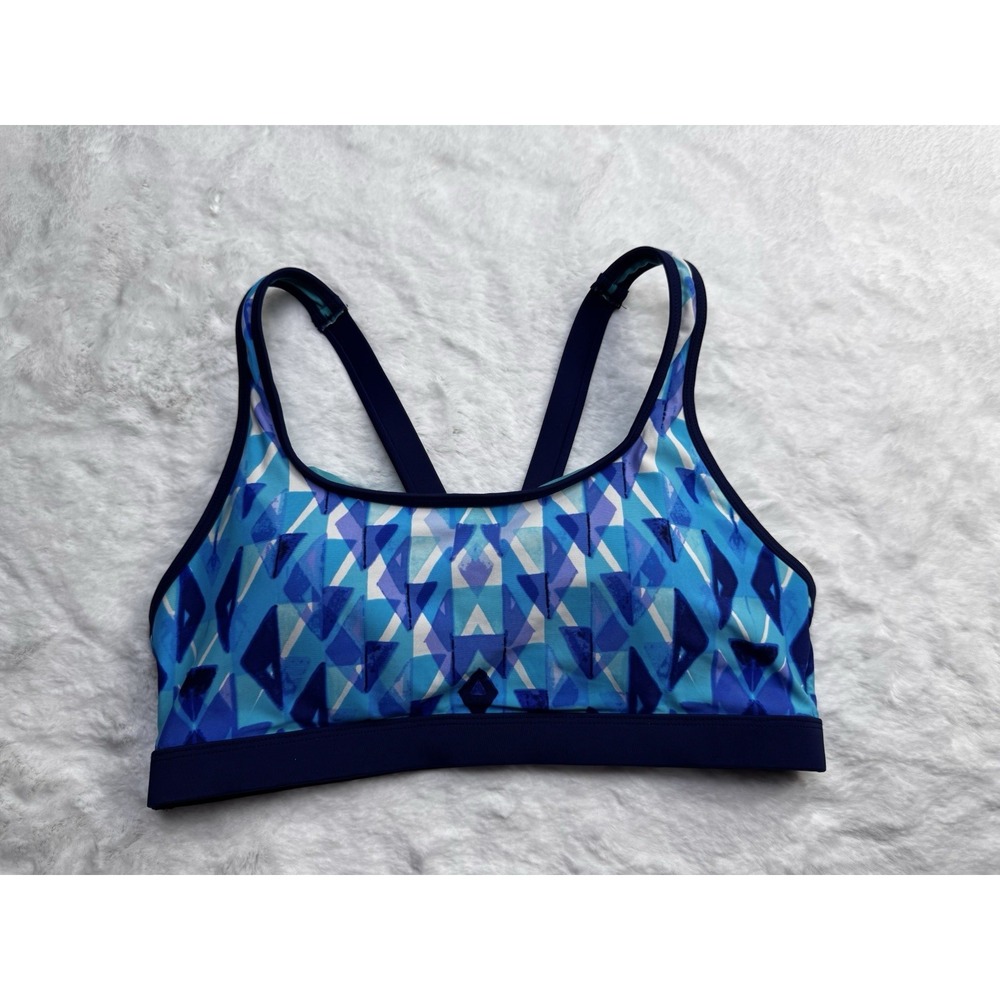 Title Nine Sports Bra Padded Cups Adjustable Straps Blue Green Size Medium - Picture 1 of 7